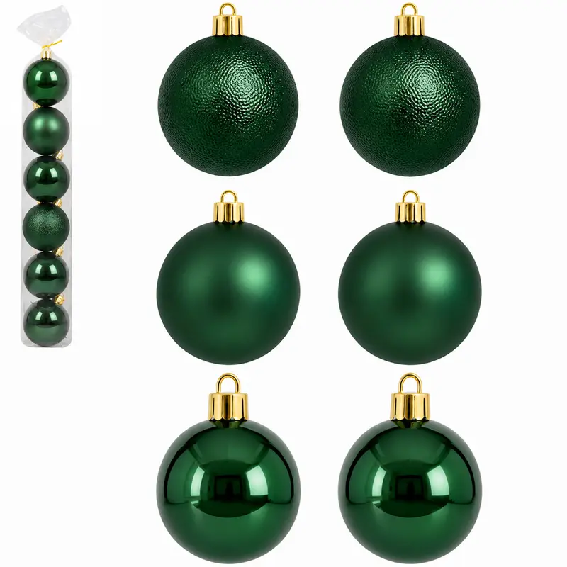 BOLA DE NATAL 7CM DE Ø VERDE MENTA MISTA BRILHO / FOSCA / TEXTURADA PACOTE COM 6 PECAS