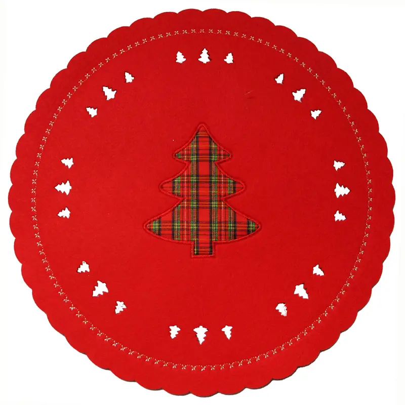 TOALHA LUGAR AMERICANO DE FELTRO REDONDO ARVORE DE NATAL VM 35CM DE Ø