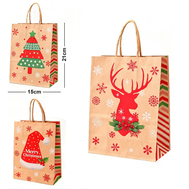 BOLSA SACOLA DE PAPEL SORTIDAS DE NATAL 21X15X8CM