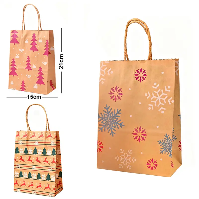 BOLSA SACOLA DE PAPEL SORTIDAS DE NATAL 21X15X8CM