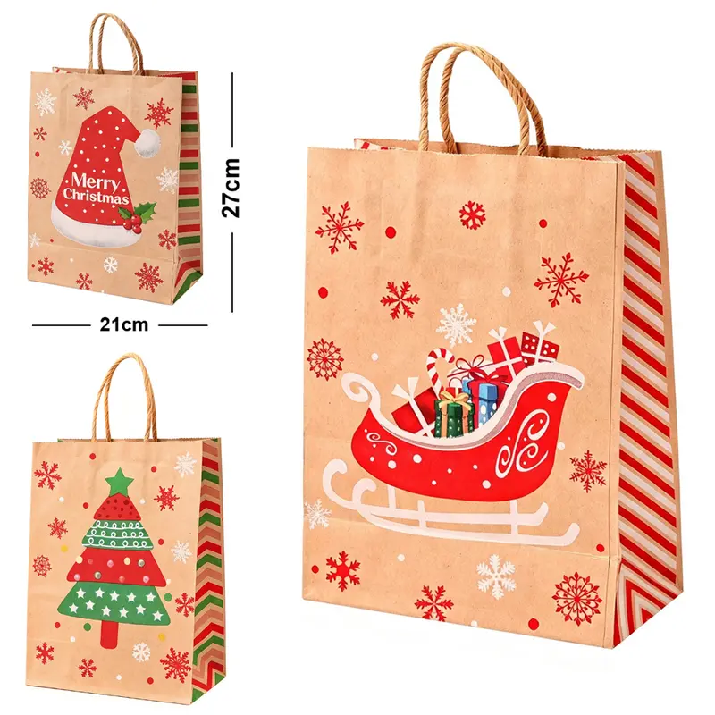 BOLSA SACOLA DE PAPEL SORTIDAS DE NATAL 27X21X11CM