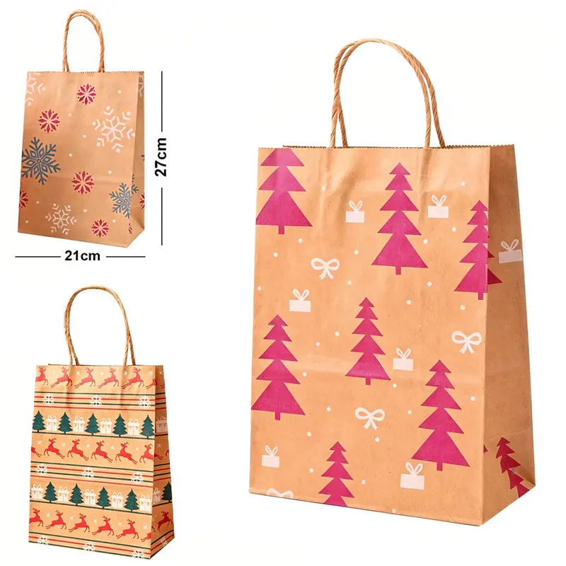 BOLSA SACOLA DE PAPEL SORTIDAS DE NATAL 27X21X11CM