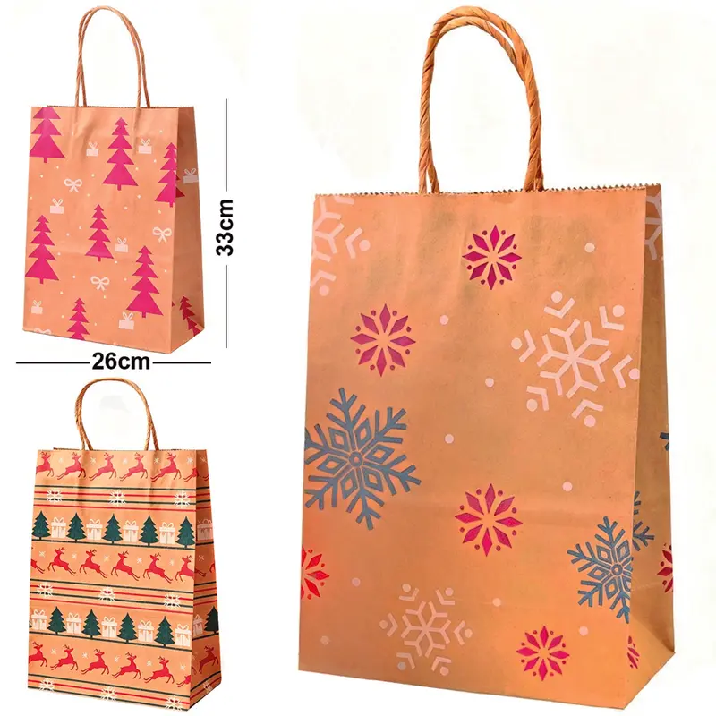BOLSA SACOLA DE PAPEL SORTIDAS DE NATAL 33X26X12CM