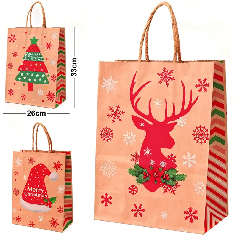 BOLSA SACOLA DE PAPEL SORTIDAS DE NATAL 33X26X12CM