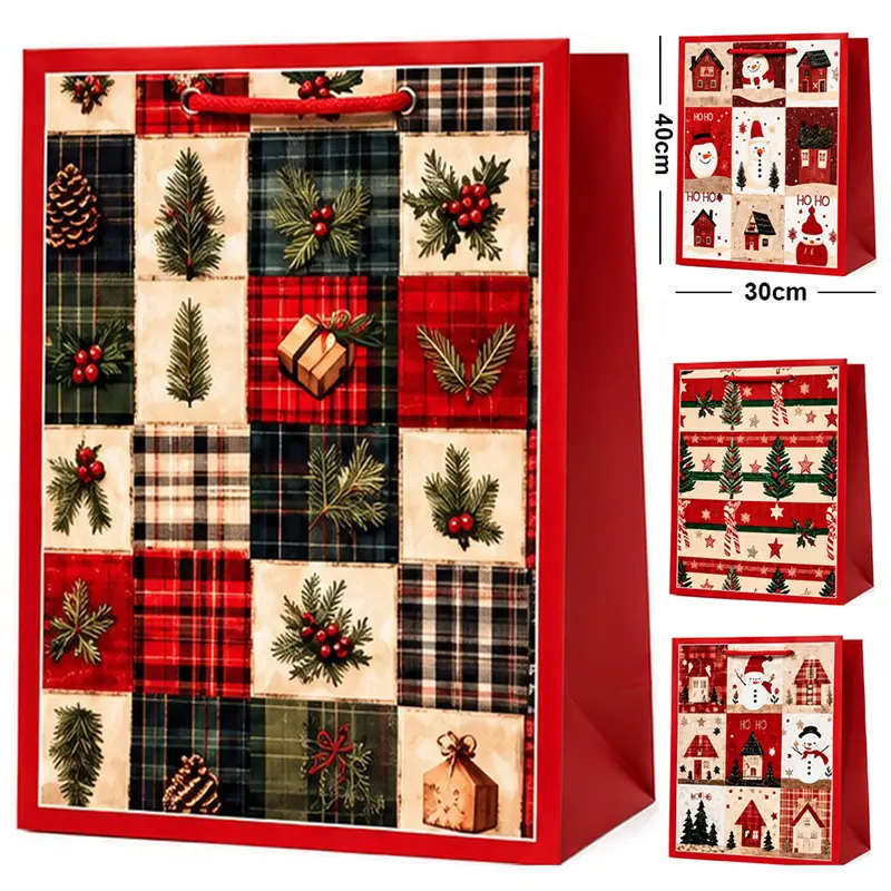 BOLSA SACOLA DE PAPEL SORTIDAS DE NATAL 40X30X12CM