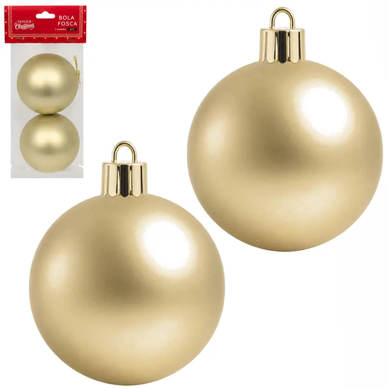 BOLA DE NATAL 6CM DE Ø CHAMPAGNE FOSCA COM 2 PECAS