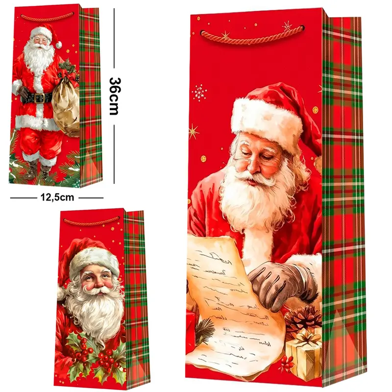 BOLSA SACOLA DE PAPEL PARA PRESENTE PAPAI NOEL 36X12,5X8,5CM