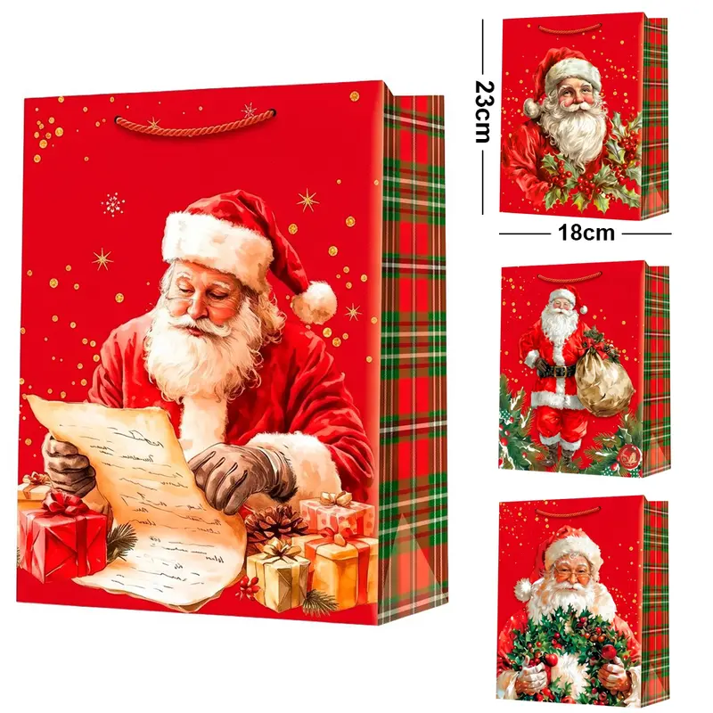 BOLSA SACOLA DE PAPEL PARA PRESENTE PAPAI NOEL 23X18X10CM