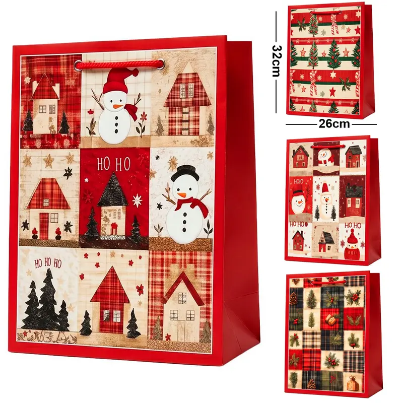 BOLSA SACOLA DE PAPEL FIGURAS NATALINA 32X26X10CM