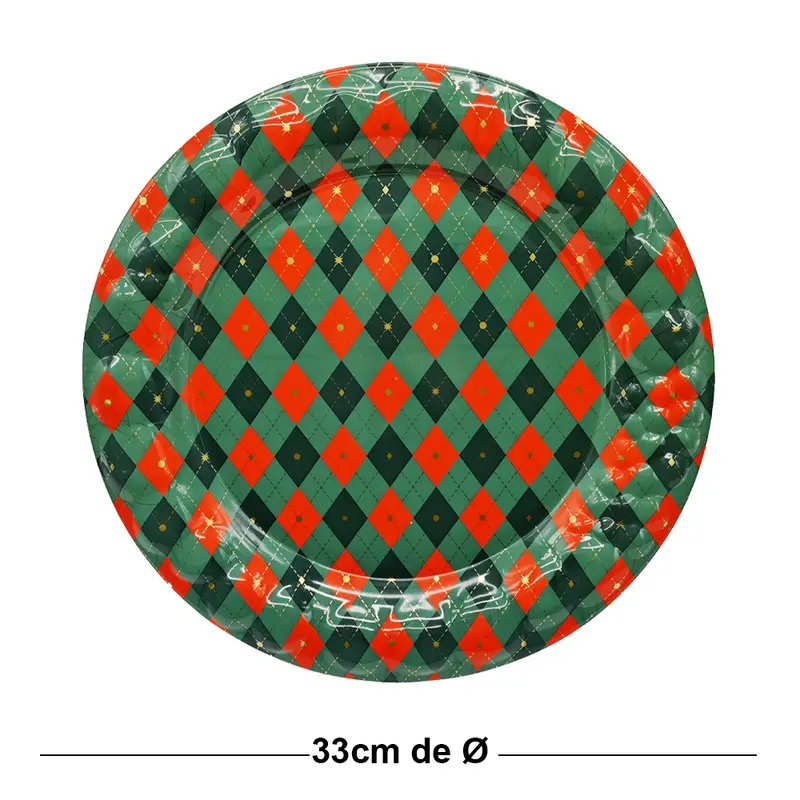 BANDEJA DE PLASTICO REDONDA XADREZ 33CM DE Ø