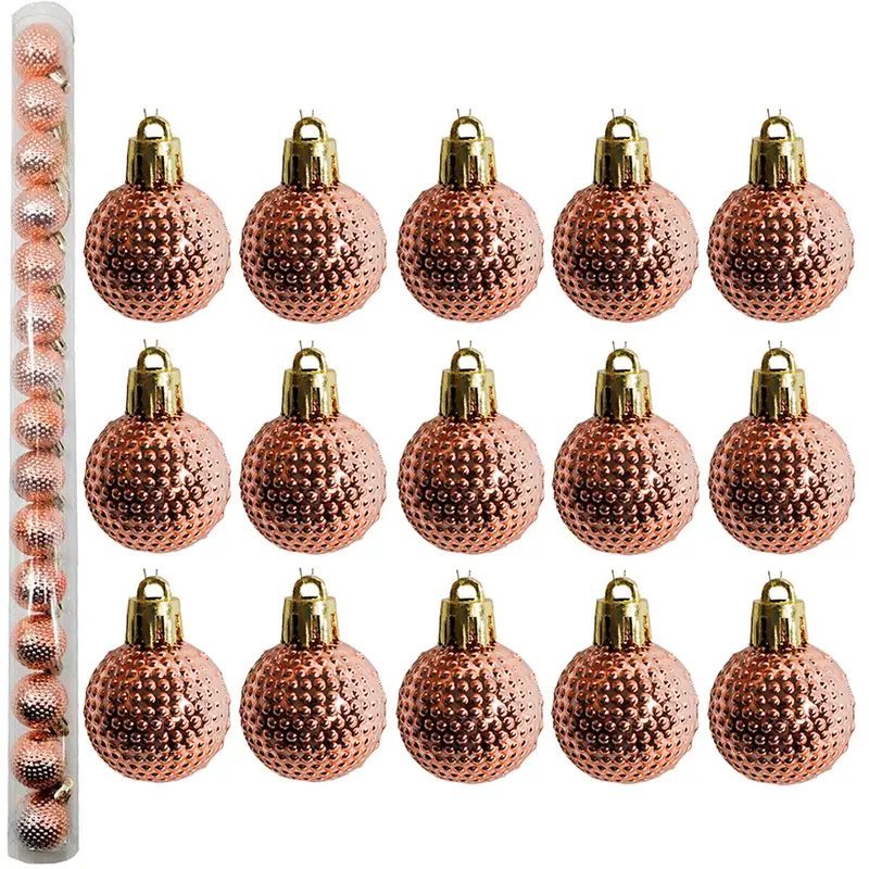 BOLA DE NATAL 3CM DE Ø CHAMPANHE COM 15 PECAS NO TUBO