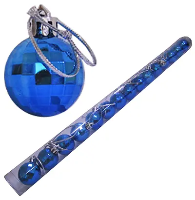BOLA DE NATAL 3CM DE Ø AZUL FACETADA COM 15 PECAS NO TUBO