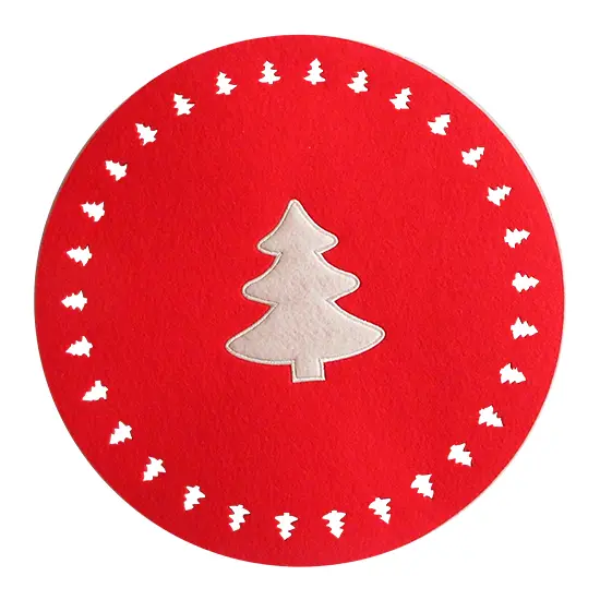 TOALHA LUGAR AMERICANO DE FELTRO REDONDO ARVORE DE NATAL 35CM DE Ø