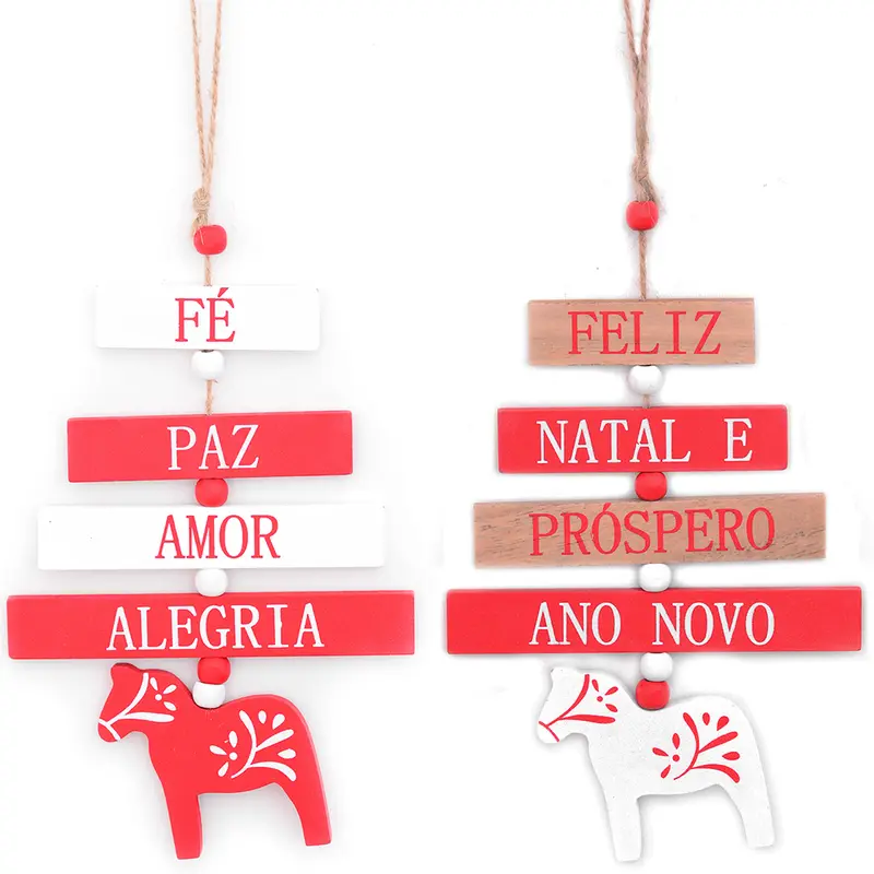 ENFEITE PENDURAR DE MADEIRA ARVORE PLACAS DE NATAL 30X13CM