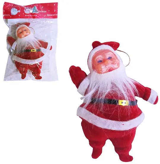 ENFEITE PAPAI NOEL VELUDO VERMELHO DE NATAL 12CM