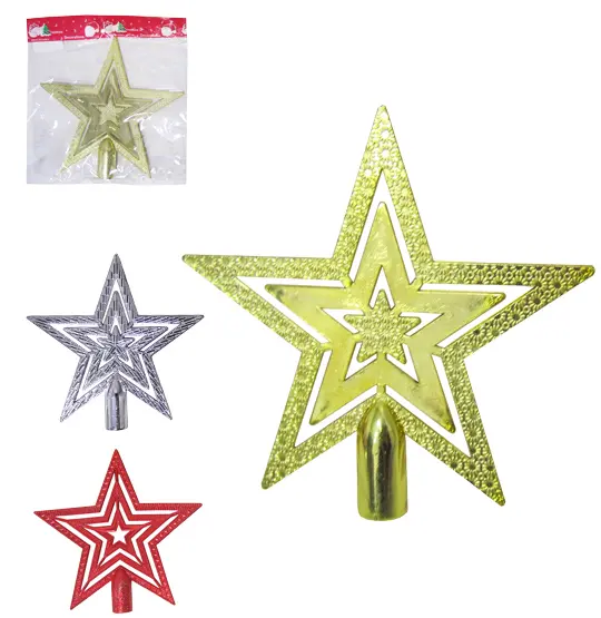 PONTEIRA PLASTICA ESTRELA VAZADA 18,5X19CM DOURADA / PRATA / VERMELHA