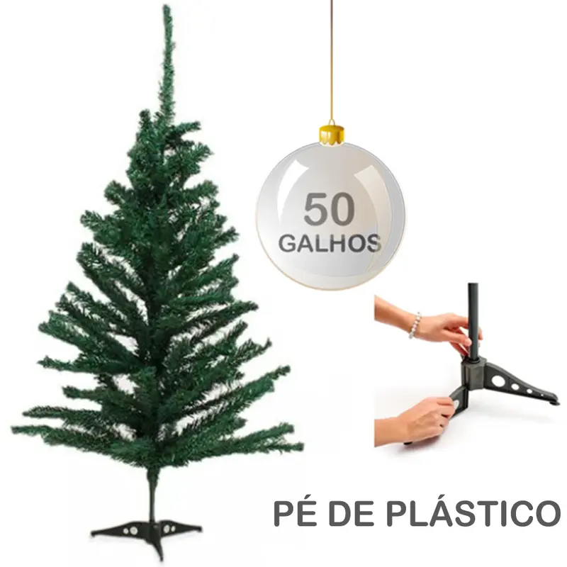 ARVORE DE NATAL 60CM VERDE COM 50 GALHOS E PE DE PLASTICO