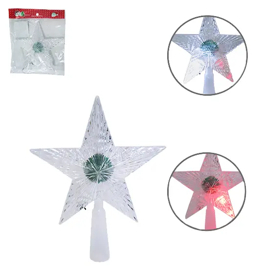 PONTEIRA ESTRELA ACRILICA COM LED COLOR A BATERIA 14CM