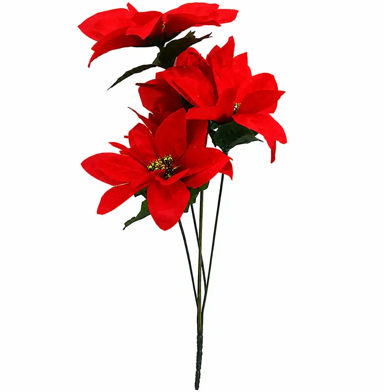 FLOR NATALINA VERMELHA COM 5 FLORES 30X11CM
