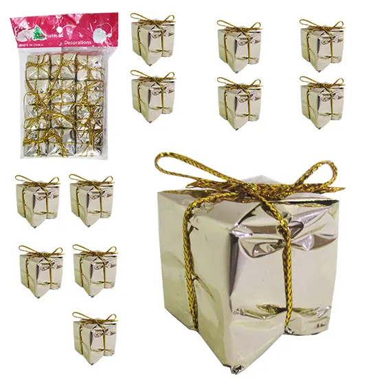 ENFEITE CAIXINHA PRESENTE DOURADO DE NATAL 2CM COM 12 PECAS