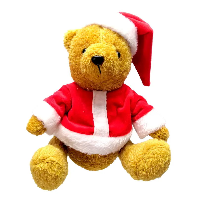 ENFEITE PENDURAR URSO COM ROUPA + GORRO DE PAPAI NOEL DE NATAL 19X18CM