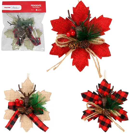 PENDENTE FLOR DE BICO COLORS DE NATAL 14CM