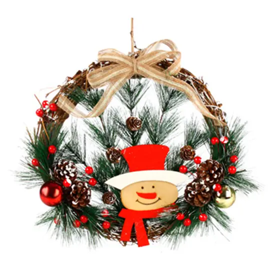 GUIRLANDA COM CABECA BONECO DE NEVE / PINHAS / BOLAS DE NATAL 30CM