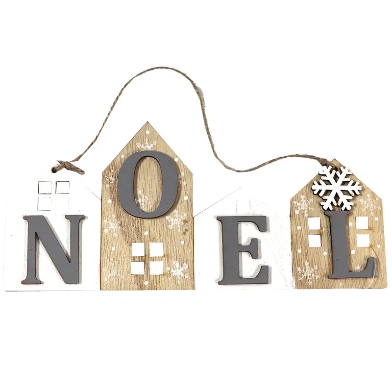 ENFEITE PENDURAR PLACA DE MADEIRA NOEL DE NATAL 18X8CM
