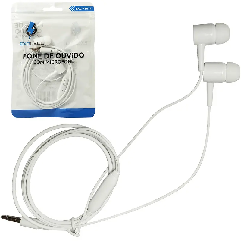 FONE DE OUVIDO IN EAR P3 COM MICROFONE EXOCELL 1M