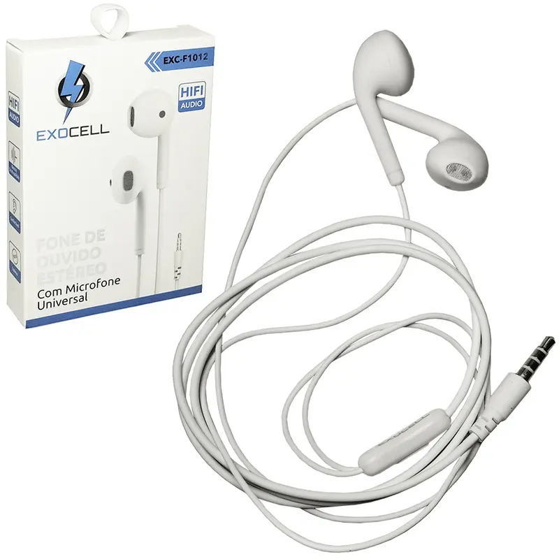 FONE DE OUVIDO IN EAR ESTEREO P3 COM MICROFONE EXOCELL 1M