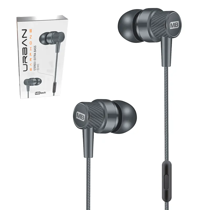 FONE DE OUVIDO IN EAR ESTEREO P3 COM MICROFONE EXTRA BASS URBAN 130CM
