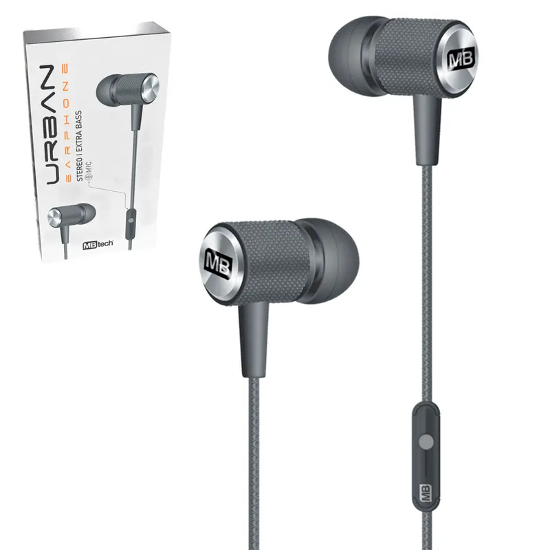 FONE DE OUVIDO IN EAR ESTEREO P3 COM MICROFONE EXTRA BASS URBAN 130CM