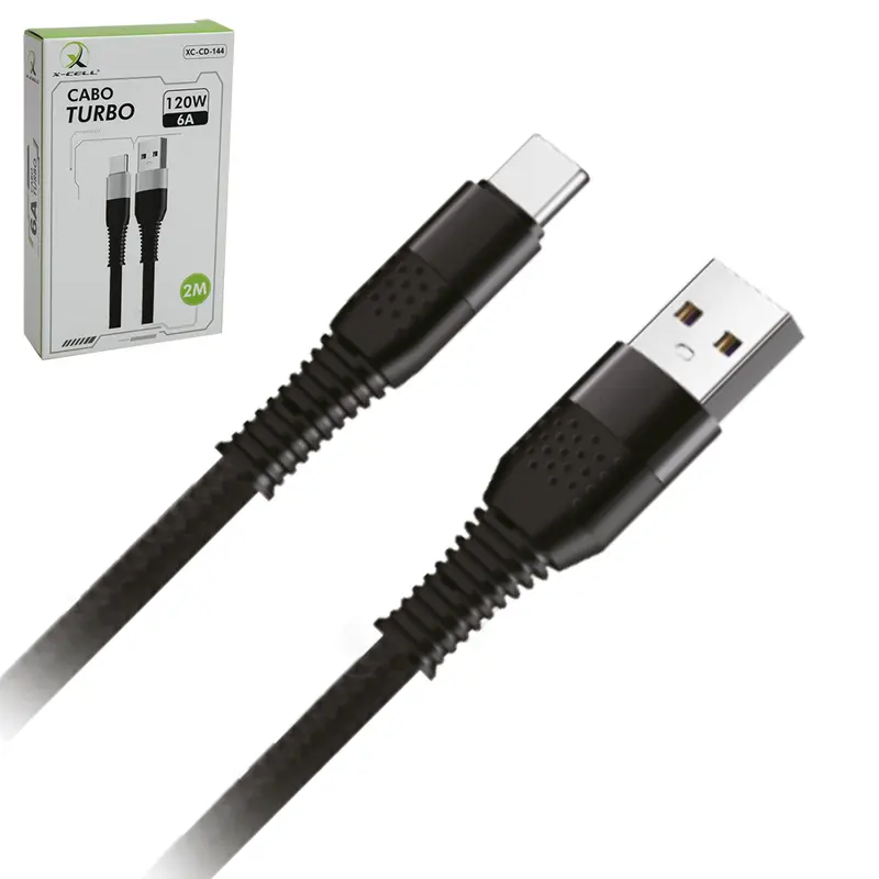 CABO PARA CELULAR TURBO USB X TIPO C 120W 6A X-CELL 2M
