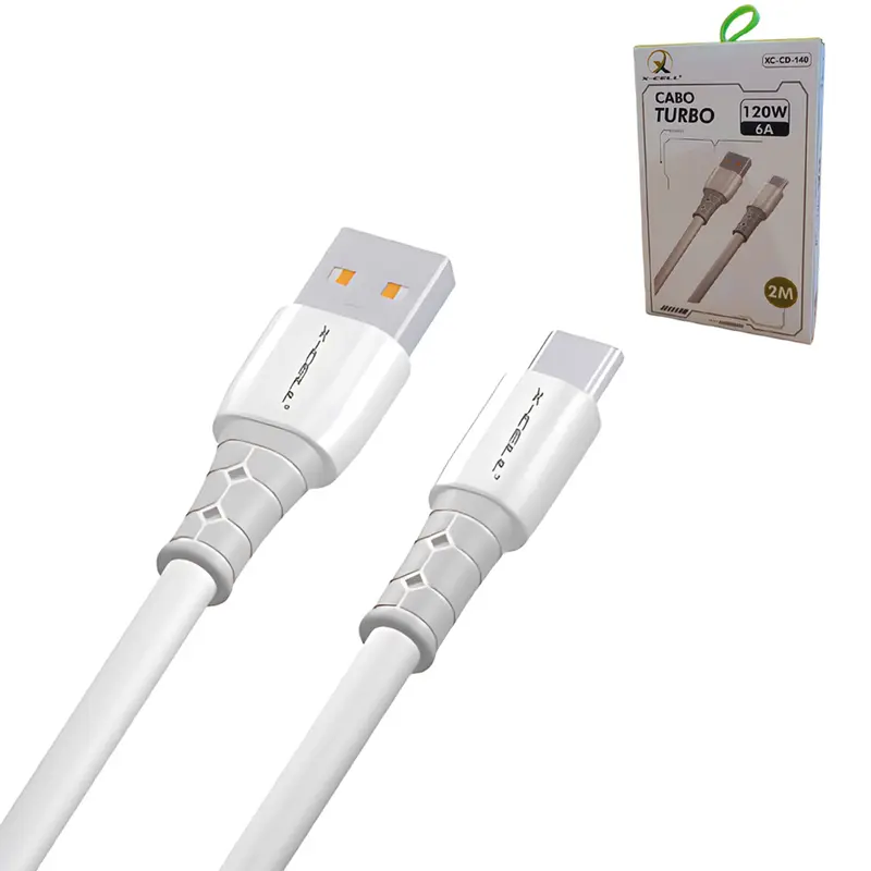 CABO PARA CELULAR TURBO USB X TIPO C 120W 6A X-CELL 2M