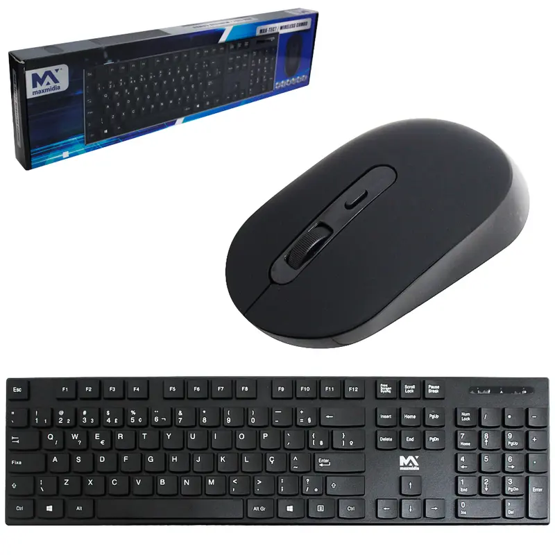 TECLADO E MOUSE PARA COMPUTADOR SEM FIO USB 104 TECLAS MAXMIDIA