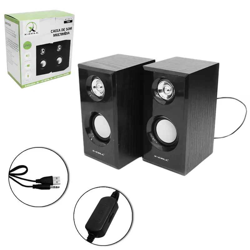 CAIXA DE SOM MULTIMIDIA 10W CABO USB / P2 X-CELL 90CM