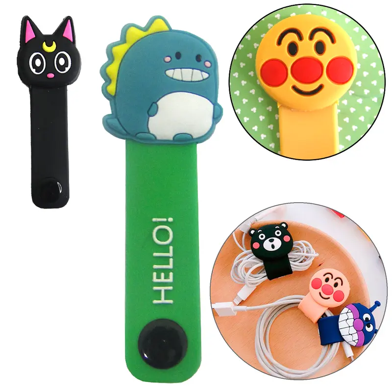 ORGANIZADOR DE FIOS / CABOS DE SILICONE BICHINHOS COM BOTAO 9CM