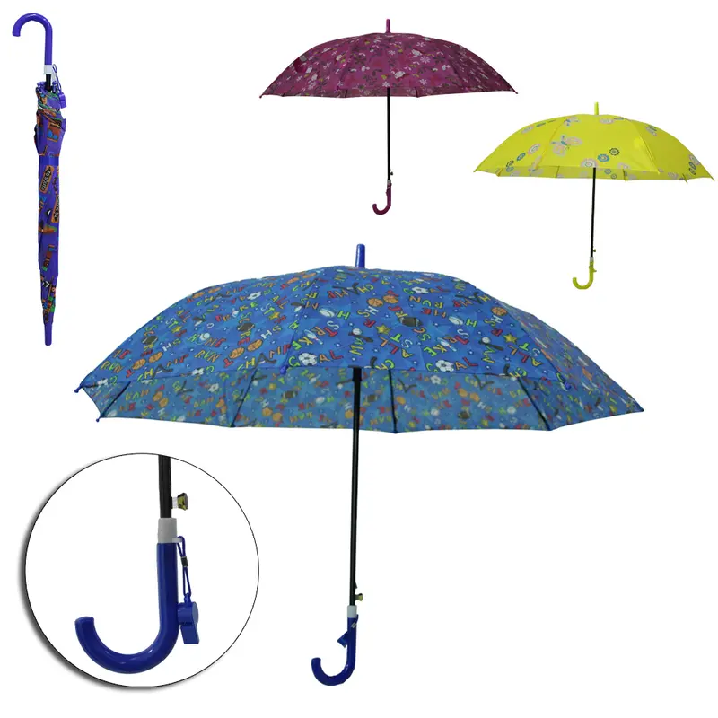 GUARDA CHUVA INFANTIL DE POLIESTER AUTOMATICO RAINY DAY 8 VARETAS CABO CURVO 87CM DE Ø