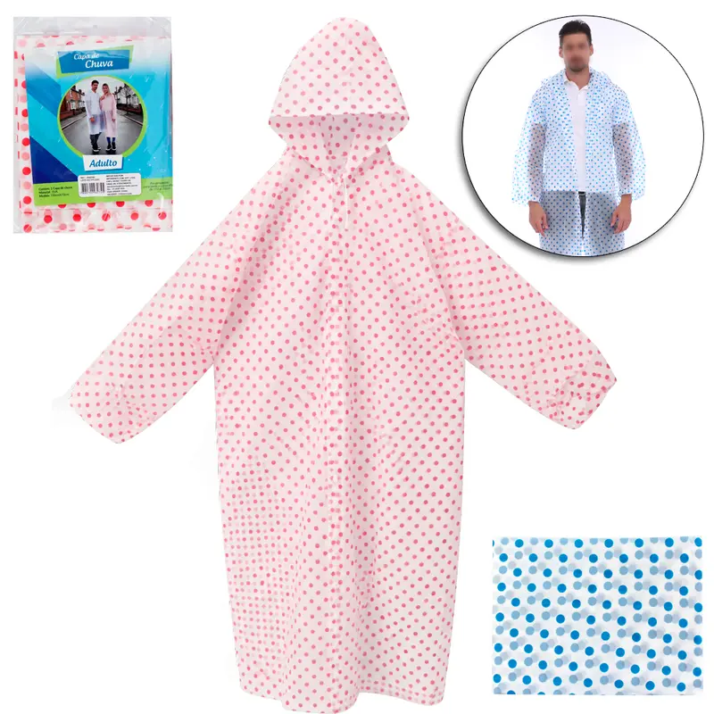 CAPA DE CHUVA ADULTO DE EVA POA COM BOTAO 150X70CM