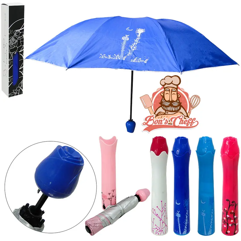 GUARDA CHUVA SOMBRINHA DE POLIESTER MANUAL RETRATIL 8 VARETAS CABO ROSA E ESTOJO GARRAFA 108CM DE Ø
