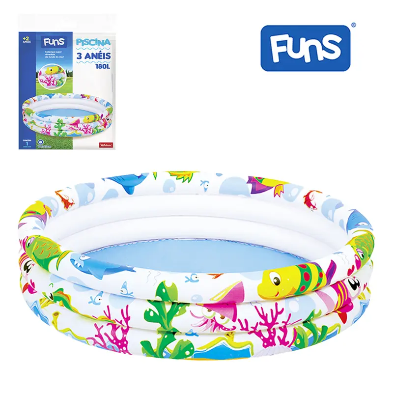 PISCINA INFLAVEL 3 ANEIS FUNDO DO MAR FUNS 180L 25X107Ø