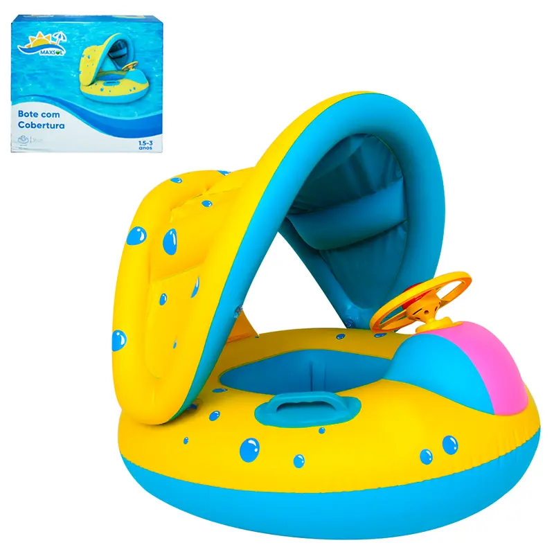 BOIA / BOTE INFLAVEL FRALDA COM COBERTURA + ENCOSTO E VOLANTE MAXSOL 70X56CM