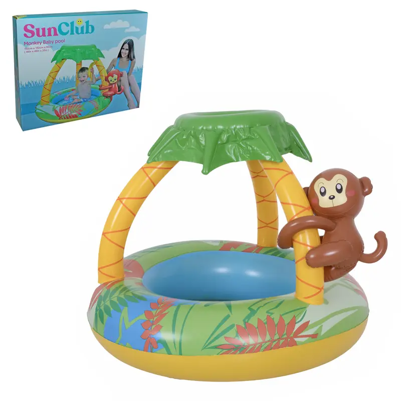 PISCINA INFLAVEL COM COBERTURA COQUEIRO E MACACO MONKEY SUN CLUB 40L 80X102CM DE Ø