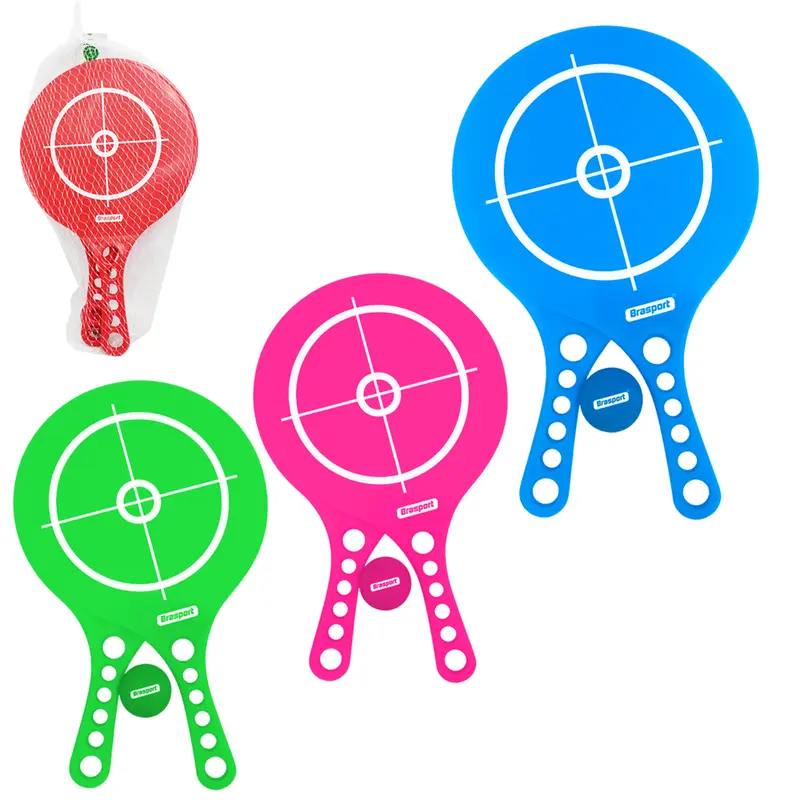 KIT FRESCOBOL COM 2 RAQUETES DE PLASTICO + BOLINHA BRASPORT 33,5CM