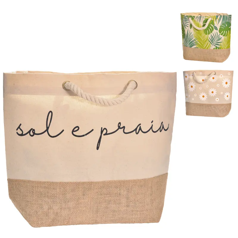 BOLSA TOTE DE PRAIA DE POLIESTER / JUTA SUN WAY 45X35X14CM