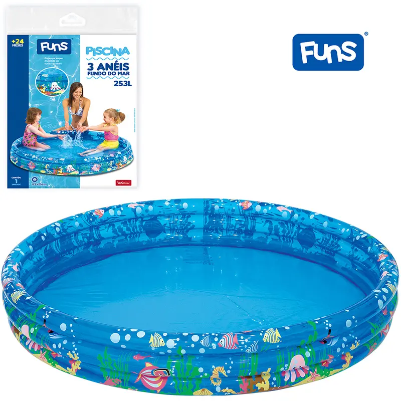 PISCINA INFLAVEL 3 ANEIS FUNDO DO MAR TRANSLUCIDA FUNS 253L 25X122CM DE Ø