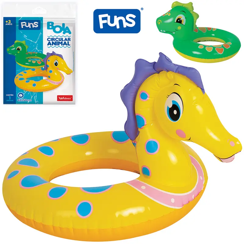 BOIA CIRCULAR INFLAVEL CAVALO MARINHO / DINOSSAURO FUNS 62X50CM