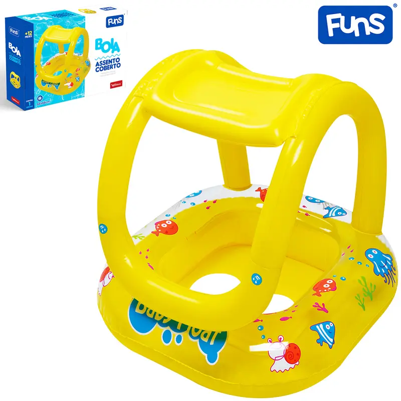 BOIA / BOTE INFLAVEL FRALDA COM ASSENTO E COBERTURA 66X66CM FUNS NA CAIXA
