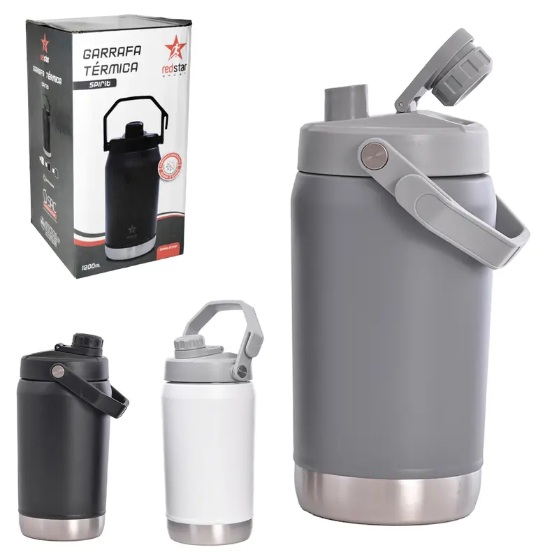 GARRAFA TERMICA DE INOX COM ALCA SPIRIT 1200ML