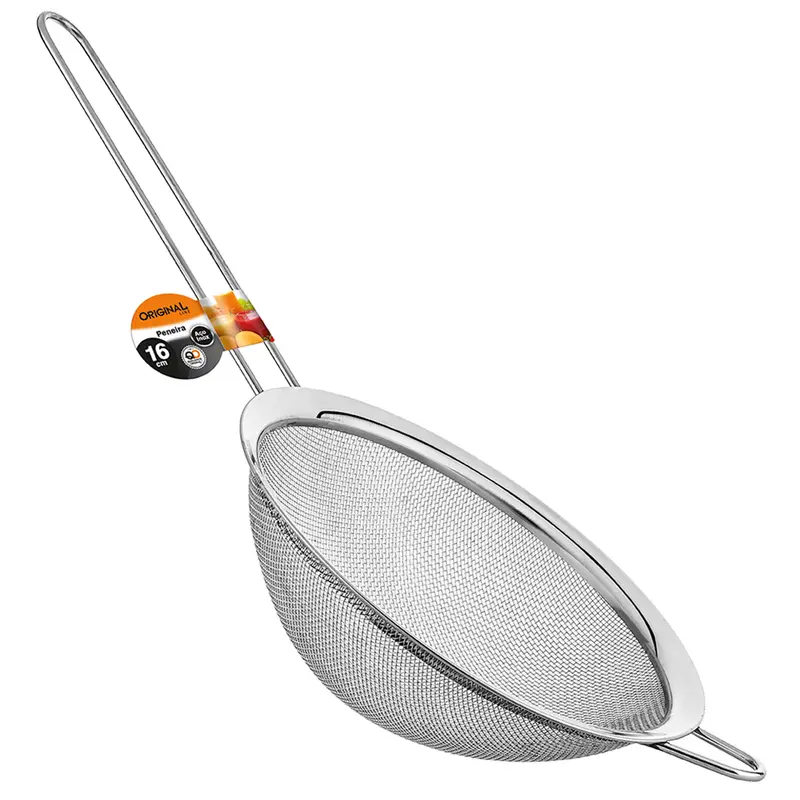 PENEIRA COADOR DE METAL INOX 32X16CM DE Ø